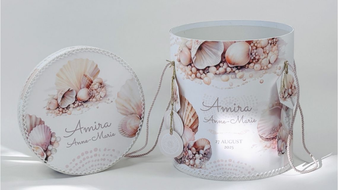 Trusou botez cu perle și scoici în nuanțe sand & peach – „Perle Marine” 28